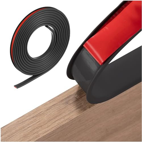 Hezhou 5 Meter U-Form Selbstklebend Möbelkantenband Möbelkantenband Flexible TPE Faltbarer Kantenschutz für Schrankkanten, Arbeitsplatten, Abschlussleiste, Deckenkanten (Schwarz, 12mm * 5m)
