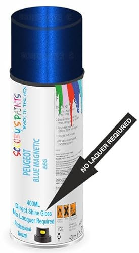 SCOOBYS PAINTS BACK IN THE MIX Direct Gloss Aerosol Spray Paint For Peugeot Blue Magnetic Code: Eeg No Lacquer Required