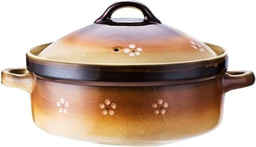 HYDIK Ceramic Casserole Pot, Dutch Oven Soup Casserole Japanese Donabe Hot Pot Ceramic Casserole,Bank Earthenware Clay Pot,Clay Rice Cooker,Round Ceramic Casserole Dish,Heatresistant Stockpot Slow Ste
