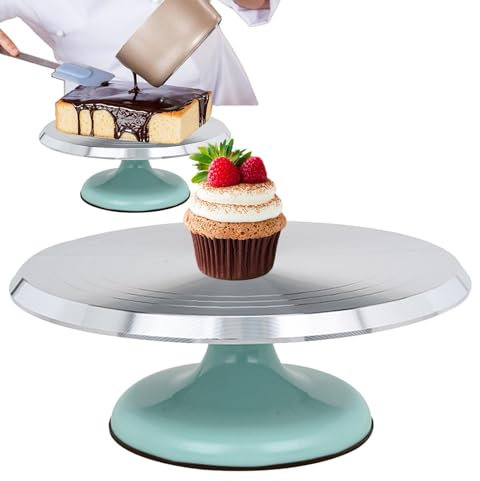 Huvqianu Alzata girevole per torte, supporto girevole per torte, supporto per decorazione torte, espositore antiscivolo per torte, girevole per torte con rotazione liscia, per compleanni e matrimoni