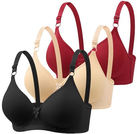 CSWH 3er-Pack Damen BH ohne Bügel Große Größen Push Up BH mit Mittelknopf, Atmungsaktiver Komfort BH für Frauen, Weiche Unterstützung für Täglichen Gebrauch, Bequem und Sicher