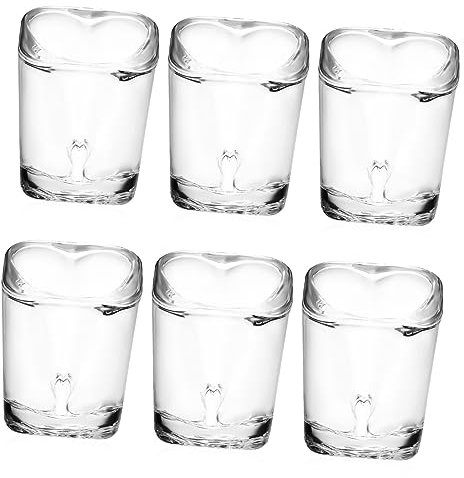 Cabilock Lot De 6 Verres À Shot En Forme De Cœur Verres À Vin De Noël Incassables Base Carrée 45 Ml Parfaits Pour Les Fêtes Et Les Réunions De Famille