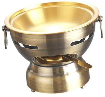 KESOTO Casserole Shabu Acier Inox, Réchaud avec Poignée, Mini Ustensiles de Cuisine pour Camping, Cuivre