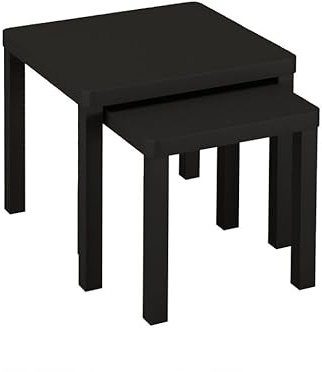 URBNLIVING Set of 2 Square Wooden Nesting Tables, Space-Saving Coffee and Side Tables for Living Room, Bedroom, or Office, Modern Stacking Design, Available in Multiple Finishes