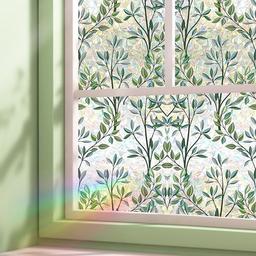 Película de privacidad para ventanas de vidrio, película decorativa para ventanas, película adhesiva no adhesiva para baño, hogar, oficina (15.7 x 39.3 pulgadas)