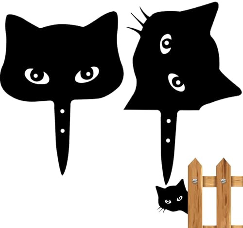 demaxiyad Decorative Cat Garden Trainers, Metal Stakes for Cats - Garden Decoration Decorative Stakes Statues | Hollow Kitten Figurine Landscape Decor
