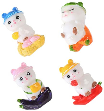 BESPORTBLE 4pcs Fruit Mouse Figurines Resin Tiny Animal Ornaments for Home Decor Office Desk Dollhouse and Fairy Garden Accessories