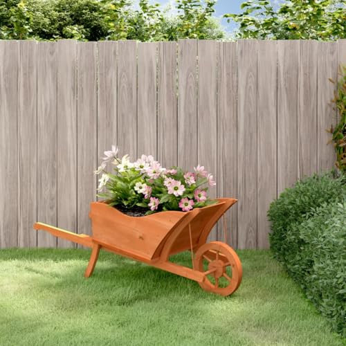 Snsowed Fioriera a Carriola 128x45,5x43 cm in Legno Massello di Abete,Fioriera,Fioriera da Giardino,Fioriera da Esterno,Fioriera da Balcone-364229