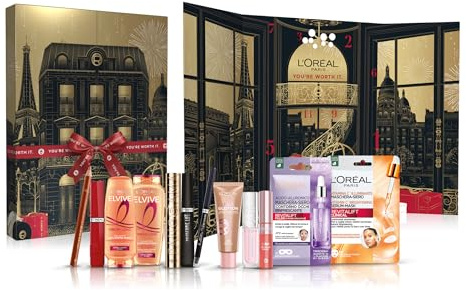 L'Oréal Paris Adventskalender 12 Tage 2025, 12 ikonische Produkte für Make-Up, Gesichts- und Haarpflege, Struktur mit 12 Türchen, für ein einzigartiges Weihnachten voller Überraschungen