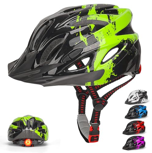 Kids Helmet, RaMokey Kids Bike Helmet With Light, Boys Girls Bike Helmet Age 3-14, Adjustable Child Helmet (50-59CM) for Bicycle Scooter Skating Cycle