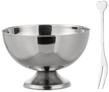 UKCOCO Ciotola Gelato in Acciaio Inox 1 Pezzo, Coppa Dessert | Ristoranti e Famiglie, Stile Semplice e Generoso, Uso per Frutta e Insalate, Formato Compatto