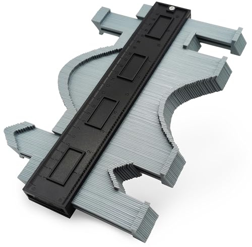 Contour Gauge Grey Profile Tool 10 Inch/25cm - Extra Wide Profile Duplicator with 7.2cm Deep Teeth for Perfect Flooring Fit and Plumbing Pipes - ABS Measuring Tool - Tools for Men