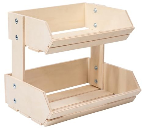 YPREWY Soporte de madera de 2 capas para cuenco de frutas y cesta de pan, ideal para almacenar frutas, verduras, aperitivos en decoraciones de cocina