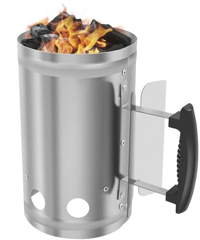 Fyeme Cheminée d'allumage 16,5 x 27 x 11 cm avec poignée en bois résistante à la chaleur - capacité - Allumage rapide pour camping, barbecue, briquettes de charbon de bois