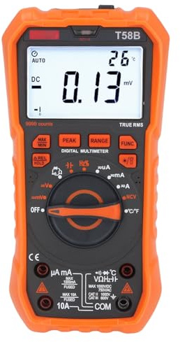 FTVOGUE Multimètre Numérique, 9999 Points, écran rétroéclairé, Compteur de Courant de Tension avec NCV, Maintien des Données, Lampe de Poche pour électriciens Amateurs à Usage Domestique