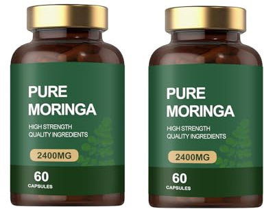 Extracto de hojas de Moringa Oleifera: energía natural para vitalidad y apoyo a la piel, tanto para hombres como para mujeres, 60 unidades,2pcs