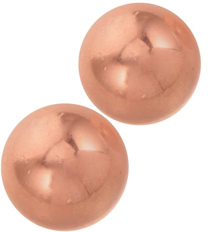 FONDOTIN Lot de 2 Boules en Cuivre Massif 2 CM pour Bain d'oiseaux Extérieur Sphères Autonettoyantes Résistantes aux Intempéries Entretien Facile des Bassins de Jardin Décor Rustique et