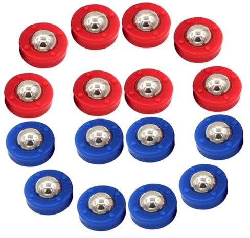 HONITANO Juego de Tejo de Mesa 16 Piezas Mini Bolas Rodantes Infantiles Acero y Plástico Seguro Accesorios para Shuffleboard Mesa Azul y Rojo para Juegos de Salón y Ocio