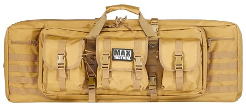 MAX Tactical Heavy Duty Deluxe Gewehrtasche – Single & Double Rifle Bag, taktisches Langwaffen-Futteral gepolstert mit Seitenfächern & Wabenschaum, für Zubehör