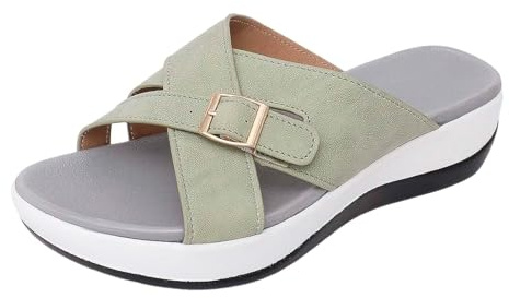 Zapatillas de verano cómodas con plataforma para mujer de tacón grueso suela suave sandalias casuales punta abierta para uso interior y exterior