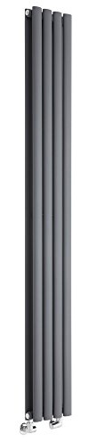 Milano Aruba Anthracite Vertical Double Oval Panel Radiator - 1780mm x 236mm