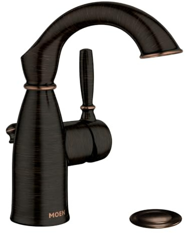 Moen Sarona Mediterranean Bronze One-Handle Single Hole Rustic Farmhouse Bathroom Sink Faucet with Optional Deckplate, 84144BRB