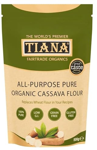 Cassava Flour 500g (Pack of 6) – 100% Pure Gluten-Free & Grain-Free Flour – 1:1 Wheat Flour Substitute for Baking & Cooking – Vegan, Paleo & Allergen-Free – Fairtrade – TIANA