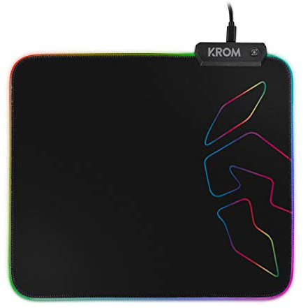 Krom Knout RGB -NXKROMKNTRGB- Gamingmusmatta, halkfri gummibas, sydd ram med RGB LED-remsa, storlek 320x270x3 mm, svart färg