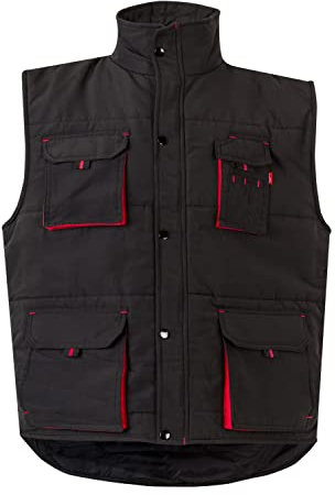 VELILLA 205902 Gilet imbottito bicolore multitasche colore nero e rosso, taglia XL