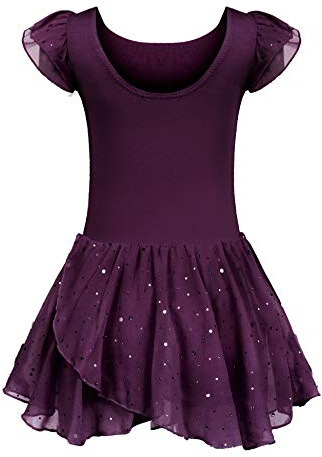 Trudge Vestito da Balletto in Cotone a Maniche Corte per Ragazze e Bambini con Gonna Tutu per Ballo