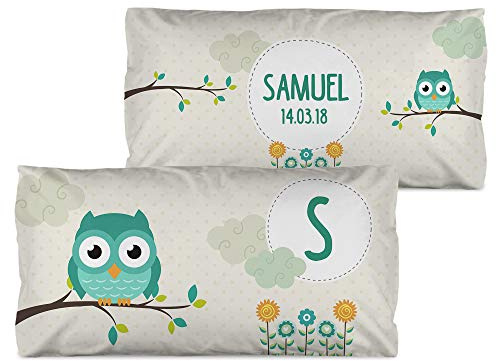 LolaPix Kopfkissen Junge Personalisiert mit Name. Geschenke für Kinder. Füllung enthalten. Verschiedene Designs zur Auswahl. Verschiedene Größen zur Auswahl. Eule