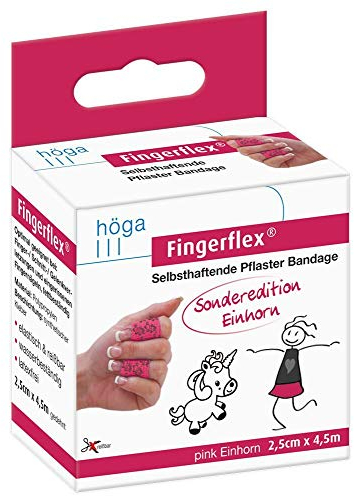 Fingerflex 15571642 Fingerflex pink Einhorn. Sonderedition.2.5cm x 4.5m gedehnt. selbsthaftende Pflaster Bandage. elastisch & reißfest. wasserbeständig. latexfrei,