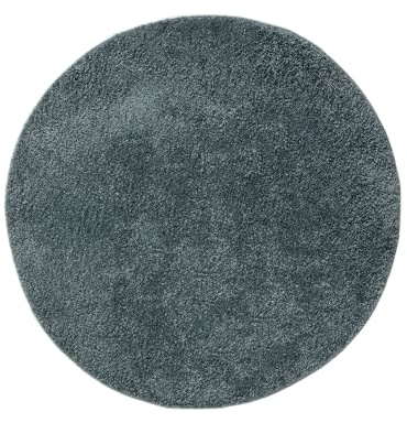 benuta Basic Hög lugg Matta Soho - Blå Rund 120 cm - Mjuk minimalistisk - Enkel - Lämplig för golvvärme
