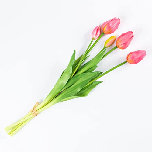 artplants.de Tulpenstrauß künstlich LONA, rosa-grün, 45cm, Ø15cm - Kunstblumenstrauß/Textilblumen