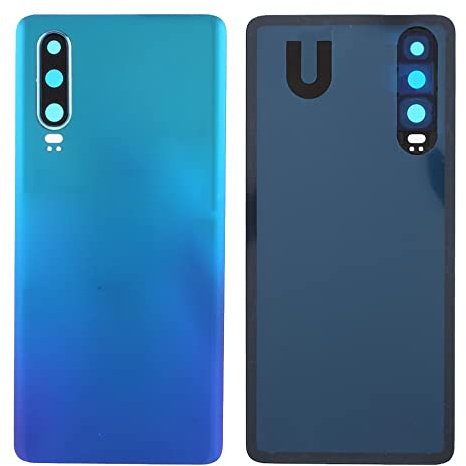 KIT Batteriskydd + dubbelsidig lins kompatibel med HUAWEI P30/ELE-L29 ELE-L09 baksidesskydd baksida skal klistermärke + lins med ram (BLU)