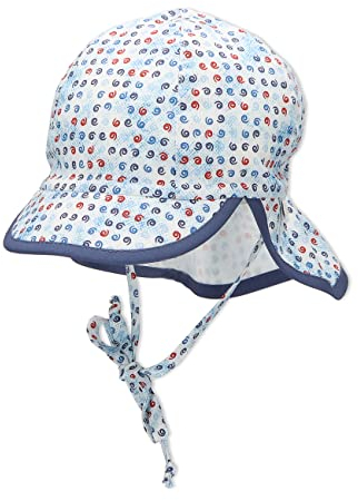 Sterntaler Jungen Schirmmütze mit Nackenschutz zum Binden Flash Sonnenhut, Weiss, 39