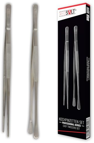 REDSALT® Premium Kochpinzetten 2er Set 30 cm | INOX 18/10 Edelstahl rostfrei spülmaschinenfest | Profi Koch Zange Pinzette für Lebensmittel Küche Grill | Gourmetzange Küchenpinzette Grillpinzette