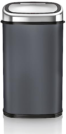 Tower T80902 Mülleimer mit Sensor - Automatischer Mülleimer mit Soft-Close-Funktion - Manuelle Öffnungsoption - Mülleimer 58 l in Dunkelgrau
