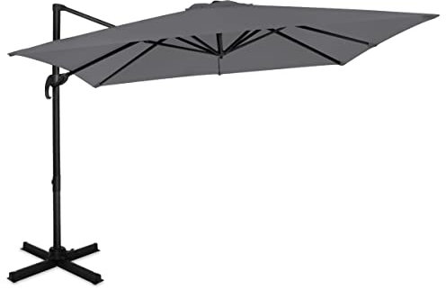 VONROC Parasol Cantilever Pisogne - 300x300cm - De Qualité Premium - Anthracite/Noir - Terrasse Extérieure, Orientable à 360° - Grande Surface d'Ombrage - Robuste et Durable - Housse Parasol Incluse