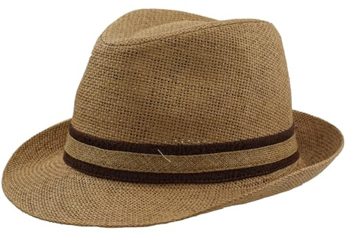 Cappello Paglia Uomo Donna Fedora Borsalino Trilby Berretto Panama Estate Spiaggia ala Corta Moda Unisex, LU03047, 57