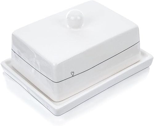 Orion - Butterdose mit deckel aus Weiß keramik - Butterschale - Butterdosen - Butter behälter dish - Butterglocke - Butterbehälter - Butterbox - Butterfass - Kräuterbutter - Butterspender