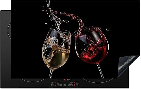 KitchenYeah© Copri Piano Cottura Induzione Coprifornelli Fornello Proteggi | 85x52 cm - Tutto per la Cucina Fornelli Vino rosso - Vino bianco - Vetro - Nero
