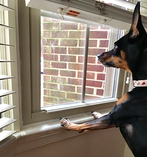 32.5 in. Long x 5.25 in. deep - Clear Cat and Dog Window Sill Protector - Durable Rigid Windowsill Cover Guards Against Pet Claws, Scratching, Drooling, Box of 1 Sill Protector with Mounting Coins