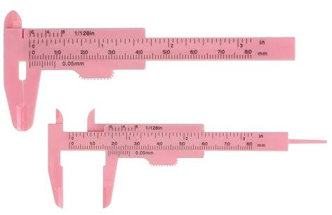 QUARKZMAN 10Stk Mini-Plastik-Messschieber 80mm 3 Messschieber Schieblehre Tragbares Lineal Messwerkzeug (Metrisch/Zoll) Rosa