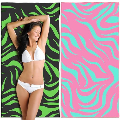 Lubibi 2 Mikrofaser Strandtuch,Microfaser Handtücher leicht und schnelltrocknend,Ultra Saugfähig,80×160cm,Handtuch für den Strand,für Reisehandtuch,Reise, Strand, Fitnesss，Sauna(Wasser kräuselt)