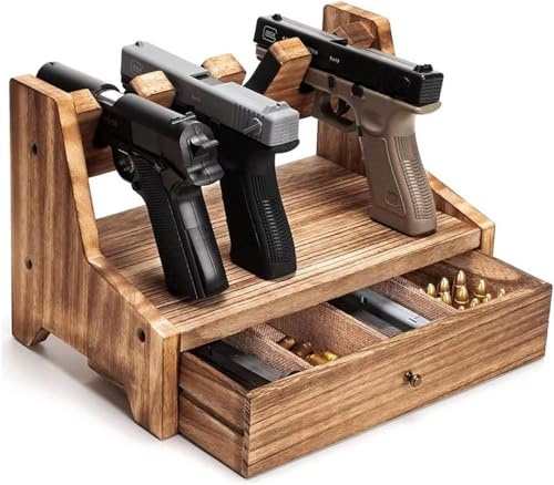 Support de pistolet en bois massif, support de rangement for arme de poing, accessoires d'organisation de rangement for armoire de sécurité for pistolet, type de tiroir for porte-pistolet avec surface