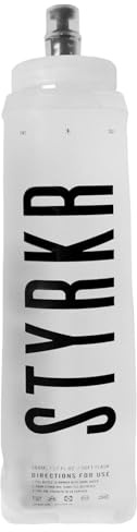 STYRKR Weiche Wasserflasche 500 ml Laufflasche in klar/transparent – faltbar und quetschbar, breite Öffnung und leicht zu reinigen – Fahrrad, Sport oder Fitnessstudio