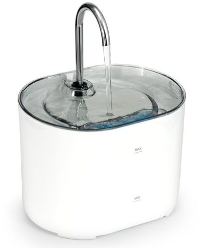 Happy & Polly Katze Wasserbrunnen - 2.2L Automatischer Haustier Wasserbrunnen Indoor 24/7 Laufen Haustier Brunnen Katze Hund Wasserspender - Wasserhahn Katzenbrunnen mit Starkem Filtersystem
