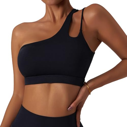 Happy Cherry Dam en axel sport-bh skönhet rygg yoga bh medium stöd bandeau magtröjor, Svart, M