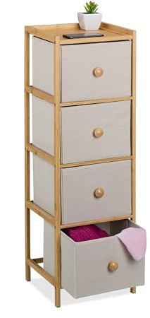 Relaxdays Kommode, HxBxT: 94 x 31 x 30 cm, 4 Stoffschubladen, Flur, Schlafzimmer, schmaler Schubladenschrank, Farbwahl